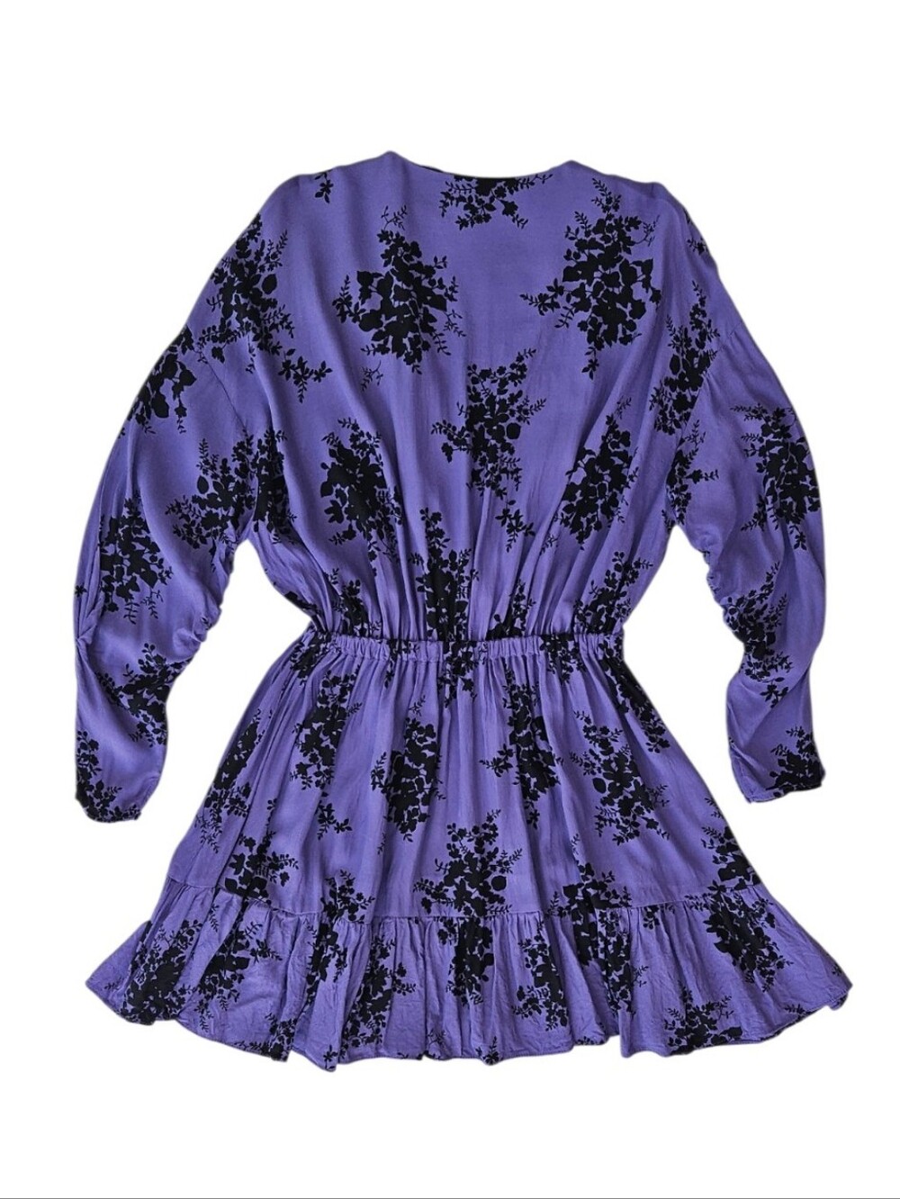 Zara Women's Small Purple & Black  Floral Mini Dress With Ruffle Hem - Picture 4 of 16